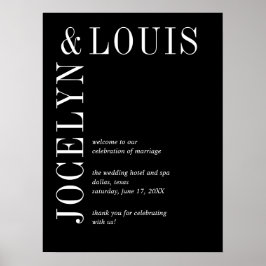 Jocelyn Black Modern Wedding Poster
