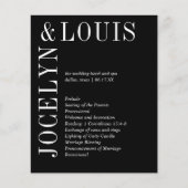 Jocelyn Black Modern Wedding Program (Vorderseite)