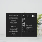 Jocelyn Black Modern Wedding Program (Stehend Vorderseite)