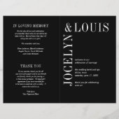 Jocelyn Black Modern Wedding Program Flyer (Vorne)