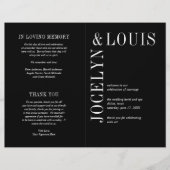 Jocelyn Black Modern Wedding Program Flyer (Vorne)
