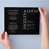 Jocelyn Black Modern Wedding Program Flyer (Hand)