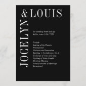Jocelyn Black Modern Wedding Programm (Vorderseite)
