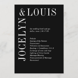 Jocelyn Black Modern Wedding Programm
