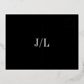 Jocelyn Black Modern Wedding RSVP Card Folie Einladungspostkarte (Rückseite)