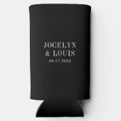 Jocelyn Black Modern Wedding Selters Dosenkühler (Rückseite)