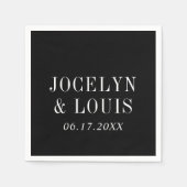 Jocelyn Black Modern Wedding Serviette (Vorderseite)
