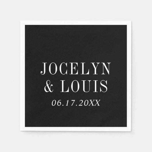 Jocelyn Black Modern Wedding Serviette (Vorderseite)