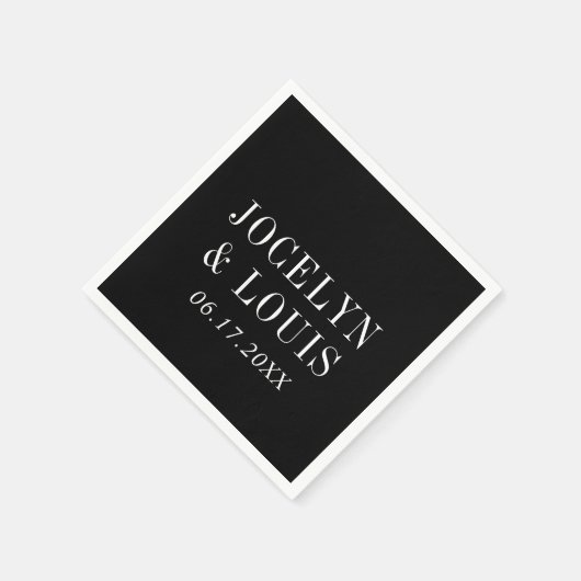 Jocelyn Black Modern Wedding Serviette (Ecke)