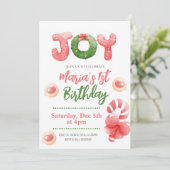 JoChristmas 1. Geburtstag Einladung (Stehend Vorderseite)