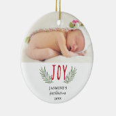 JoChristmas Baby's First Christmas Foto Elegant Keramik Ornament (Rechts)