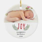 JoChristmas Baby's First Christmas Foto Elegant Keramik Ornament (Hinten)