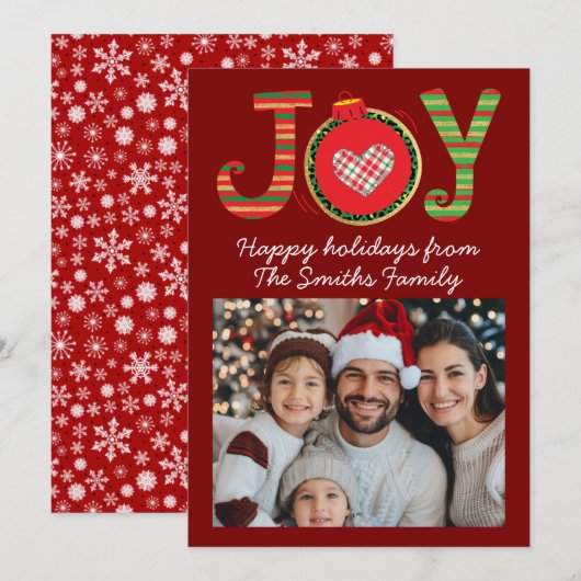 JoChristmas Family Snowflakes Pattern Feiertagskarte (Vorne/Hinten)