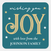JoChristmas Festive Typografie Individuelle Name A Quadratischer Aufkleber (Vorderseite)