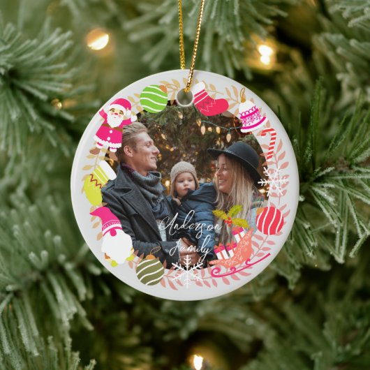 JoChristmas Foto Gray Keramik Ornament (Baum)