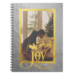 JoChristmas Foto Silver & Gold Spiral Notebook Notizblock
