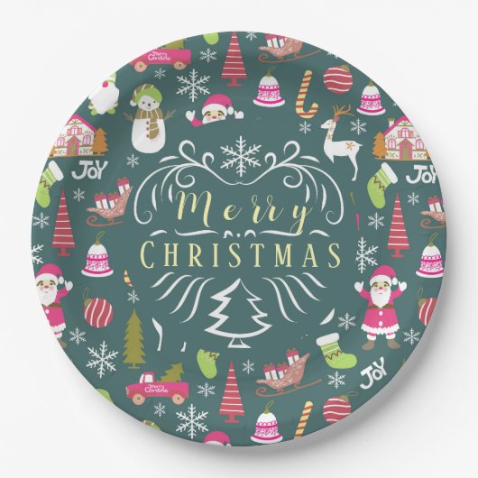 JoChristmas Green Pappteller (Vorderseite)