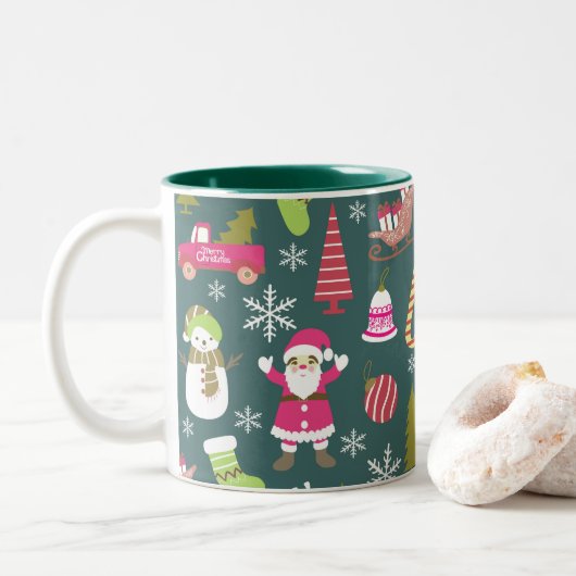 JoChristmas Green Zweifarbige Tasse (Mit Donut)