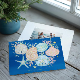 JoChristmas Ocean Watercolor Seashell Ornaments Folien Feiertagskarte