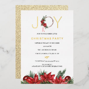 JoChristmas Party Foliage Wreath Foil Einladung