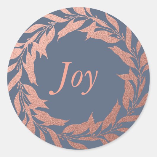 JoChristmas Rose Gold Wreath Dark Blue Runder Aufkleber (Vorderseite)