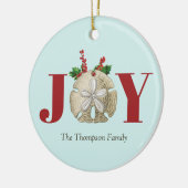 JoChristmas Sand Dollar Holly Berries Küste Keramik Ornament (Links)