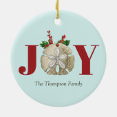 JoChristmas Sand Dollar Holly Berries Küste Keramik Ornament (Hinten)