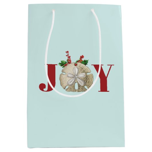 JoChristmas Sand Dollar Holly Berries Küste Mittlere Geschenktüte (Vorderseite)