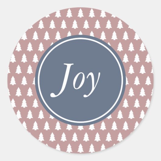 JoChristmas Tree Pattern Blue White Lila Rose Runder Aufkleber (Vorderseite)