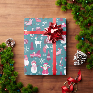 JoChristmas Turquoise Geschenkpapier