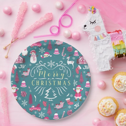 JoChristmas Turquoise Pappteller (Party)