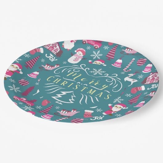 JoChristmas Turquoise Pappteller (Schrägansicht)