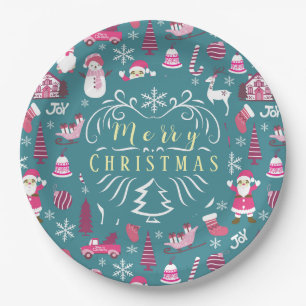 JoChristmas Turquoise Pappteller