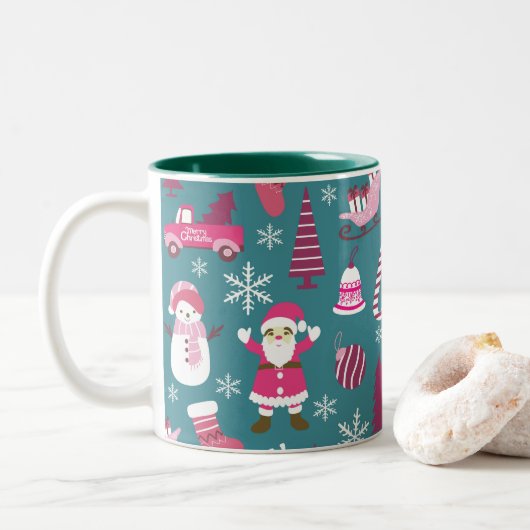 JoChristmas Turquoise Zweifarbige Tasse (Mit Donut)