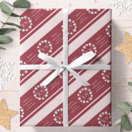 JoChristmas Wreath Burgundy Personalisiert Geschenkpapier