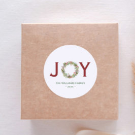 JoChristmas Wreath Familienname Runder Aufkleber