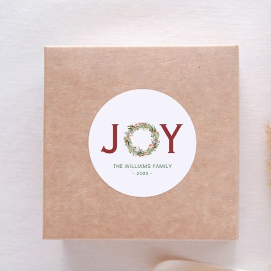 JoChristmas Wreath Familienname Runder Aufkleber