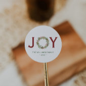JoChristmas Wreath Familienname Runder Aufkleber