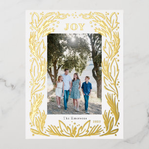 JoChristmas Wreath Foto Foil Gold Postkarte