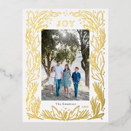 JoChristmas Wreath Foto Foil Gold Postkarte