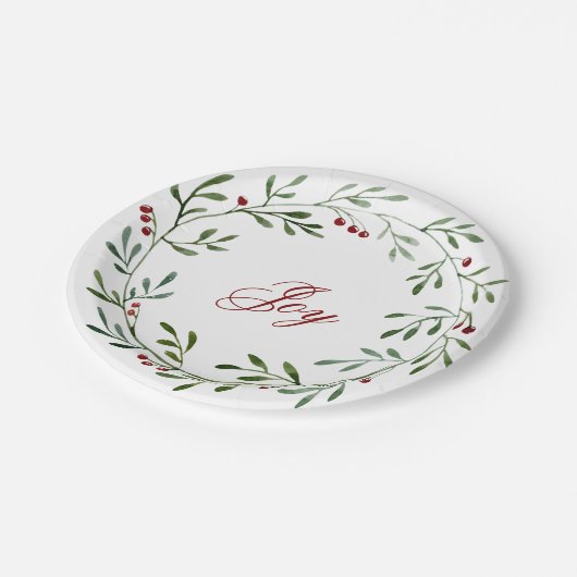 JoChristmas Wreath Plate Pappteller (Schrägansicht)
