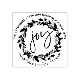 JoChristmas Wreath Round Rücksendeadresse Gummistempel