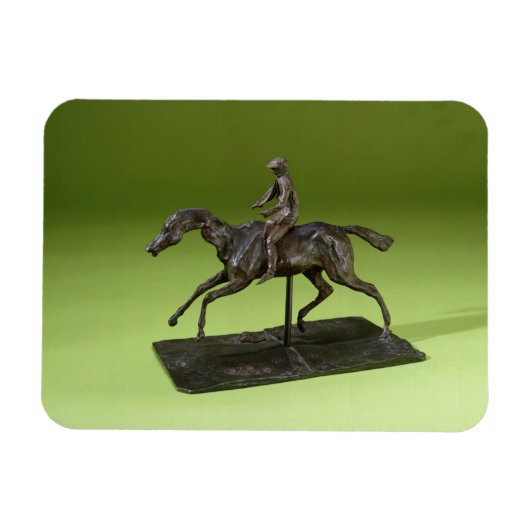 Jockey auf dem Pferd (Bronze) Magnet (Horizontal)