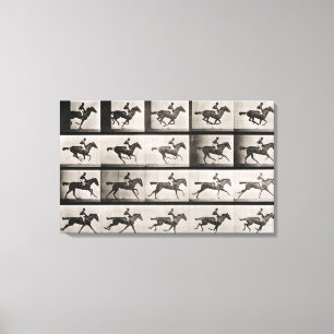 Jockey auf einem galoppierenden Pferd, überziehen Leinwanddruck