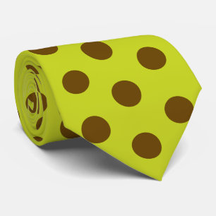 Jockey-Seide Chartreuse Grün & Braune Punkte Derby Krawatte