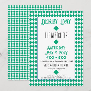 Jockey Silk Diamonds Green und White Derby Einladung