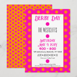 Jockey Silk Dots Hot Pink und Orange Derby Einladung