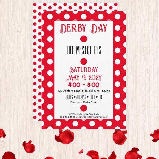 Jockey Silk Dots Red und White Derby Einladung