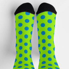 Jockey Silks Blue Polka Docks auf Limettengrün Soc Socken