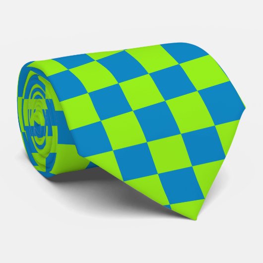 Jockey Silks Checkerboard Green und Blue Derby Krawatte (Gerollt)